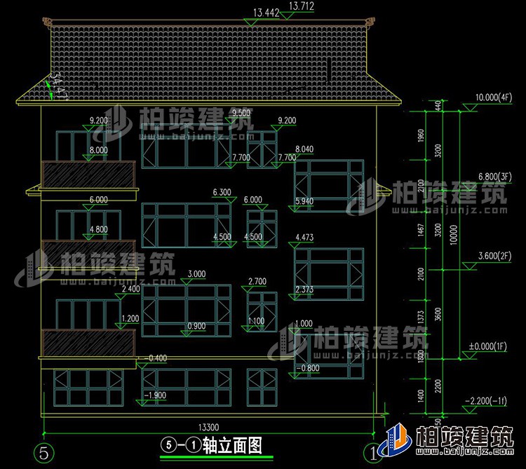 背立面图